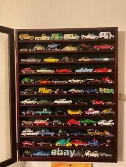 Car Display Case Walnut 12 Shelves Matchbox Model 1/64 Diecast Wood Rack Cabinet