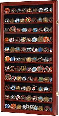 Challenge Coin Display Case 11 Row Mahogany Military Cabinet Shadow Box Rack