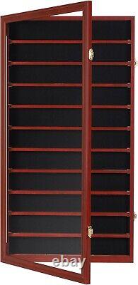 Challenge Coin Display Case 11 Row Mahogany Military Cabinet Shadow Box Rack