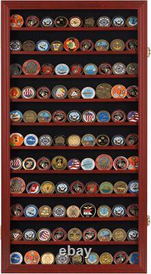 Challenge Coin Display Case 11 Row Mahogany Military Cabinet Shadow Box Rack