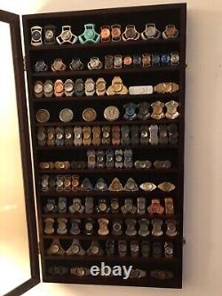 Challenge Coin Display Case 11 Row Mahogany Military Cabinet Shadow Box Rack