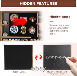 Challenge Coin Display Case, 27.6X 18.1Lockable Military Coin Holder with Remo
