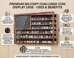 Challenge Coin Display Case, Lockable Military Coin Holder Cabinet