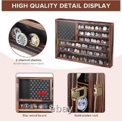 Challenge Coin Display Case, Lockable Military Coin Holder Cabinet