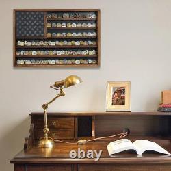 Challenge Coin Display Case, Lockable Military Coin Holder Cabinet with Removabl