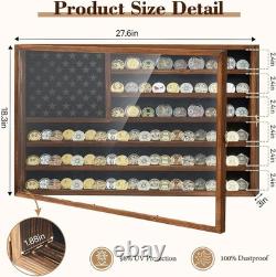 Challenge Coin Display Case, Lockable Military Coin Holder Cabinet with Removabl