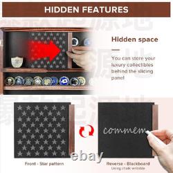 Challenge Coin Display Case, Lockable Military Coin Holder Cabinet with Removabl