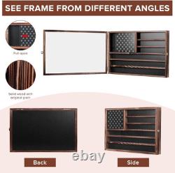 Challenge Coin Display Case, Lockable Military Coin Holder Cabinet with Removabl