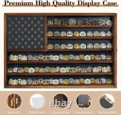 Challenge Coin Display Case, Lockable Military Coin Holder Cabinet with Removabl