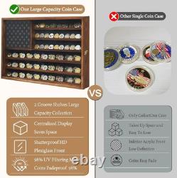 Challenge Coin Display Case, Lockable Military Coin Holder Cabinet with Removabl