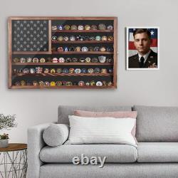 Challenge Coin Display Case, Lockable Military Coin Holder Cabinet with Removabl