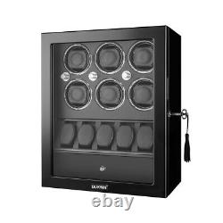 Classic For Automatic 6 Watch Winder With 5 Watches Display Storage Box Case LED
