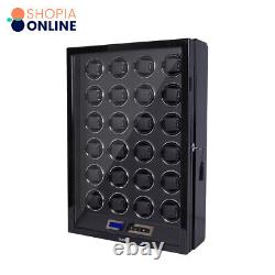 Classic LED Light Watch Winder For Automatic 24 Watches Storage Display Case Box