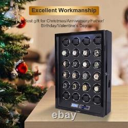 Classic LED Watch Winder For Automatic 24 Watches Storage Display Case Box LCD