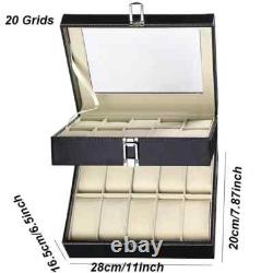 Classic Style Leather Watch Display Case Organizer Jewelry Storage Box WithGlass