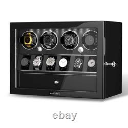Classic Watch Winder For 4 Automatic Watches with Drawer Storage Display Case