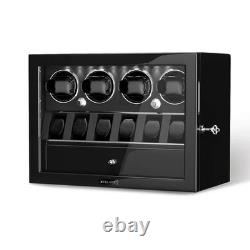 Classic Watch Winder For 4 Automatic Watches with Drawer Storage Display Case