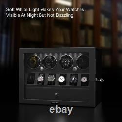 Classic Watch Winder For 4 Automatic Watches with Drawer Storage Display Case