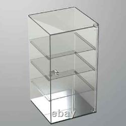 Clear Acrylic 3 Shelf Rotating Lockable Display Case 10 x 10 x 19