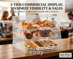 Clear Acrylic Bakery Display Case, 3-Tier Storage
