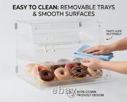 Clear Acrylic Bakery Display Case, 3-Tier Storage