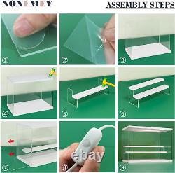 Clear Acrylic Display Case Stand with LED Light 2/3/4/5/6 Tier Storage Box Showc