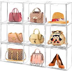 Clear Handbag Storage Organizers for Closet 9 Pack Plastic Acrylic Display Case