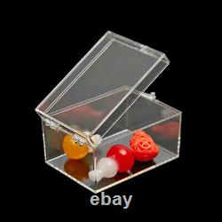 Clear Plastic Storage Box with Hinged Lid Jewelry Display Beads Container Case