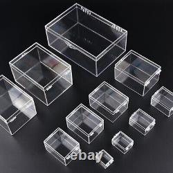 Clear Plastic Storage Box with Hinged Lid Jewelry Display Beads Container Case