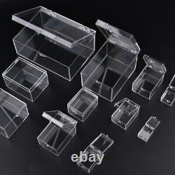 Clear Plastic Storage Box with Hinged Lid Jewelry Display Beads Container Case