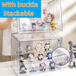 Clear Stackable Display Case Dustproof Acrylic Magnetic Door Storage Box
