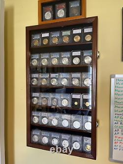 Coin Slab Display Case NGC PCGS ICG CAC Cherry Cabinet Wood Collector Shadow Box