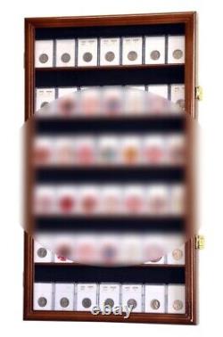 Coin Slab Display Case NGC PCGS ICG CAC Walnut Cabinet Wood Collector Shadow Box