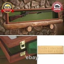 Collector Gun Sword Display Case Wood Wall Mount Storage Rifle Rack Glass Lid