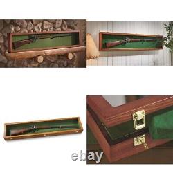 Collector Gun Sword Display Wood Case Wall Mount Storage Rifle Rack with Glass Lid