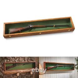 Collector Gun Sword Display Wood Case Wall Mount Storage Rifle Rack with Glass Lid