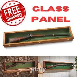 Collector Gun Sword Display Wood Case Wall Mount Storage Rifle Rack with Glass Lid