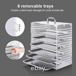 Compact 6-Tray Acrylic Miniature Display Case for Safe Storage & Easy Transport