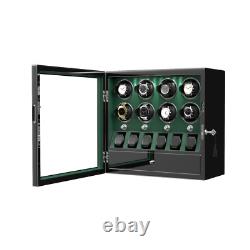 Compact Automatic 8 Watch Winder with 6 Extra Watches Display Storage Box Case