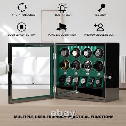 Compact Automatic 8 Watch Winder with 6 Extra Watches Display Storage Box Case