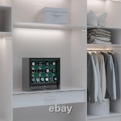Compact Automatic 8 Watch Winder with 6 Extra Watches Display Storage Box Case