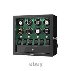 Compact Automatic 8 Watch Winder with 6 Extra Watches Display Storage Box Case