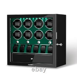 Compact Automatic 8 Watch Winder with 6 Extra Watches Display Storage Box Case