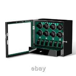 Compact Automatic 8 Watch Winder with 6 Extra Watches Display Storage Box Case