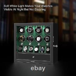 Compact LED Automatic 8 Watch Winder With 6 Watches Display Storage Box Gift