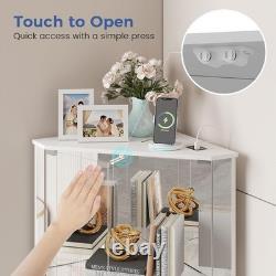 Corner Display Case LED Light & Charging Station Action Figure Car White Cabinet