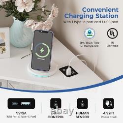 Corner Display Case LED Light & Charging Station Action Figure Car White Cabinet