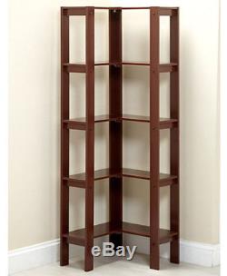 Corner Shelf Unit L-shaped Display Case Storage Home Decor Black Walnut White
