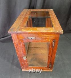 Countertop Showcase, General Store Display, Vintage Wood Framed Glass Case, D