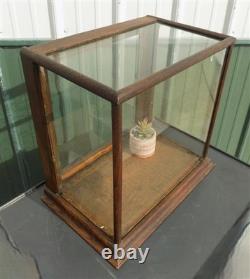 Countertop Showcase, General Store Display, Vintage Wood Framed Glass Case, F